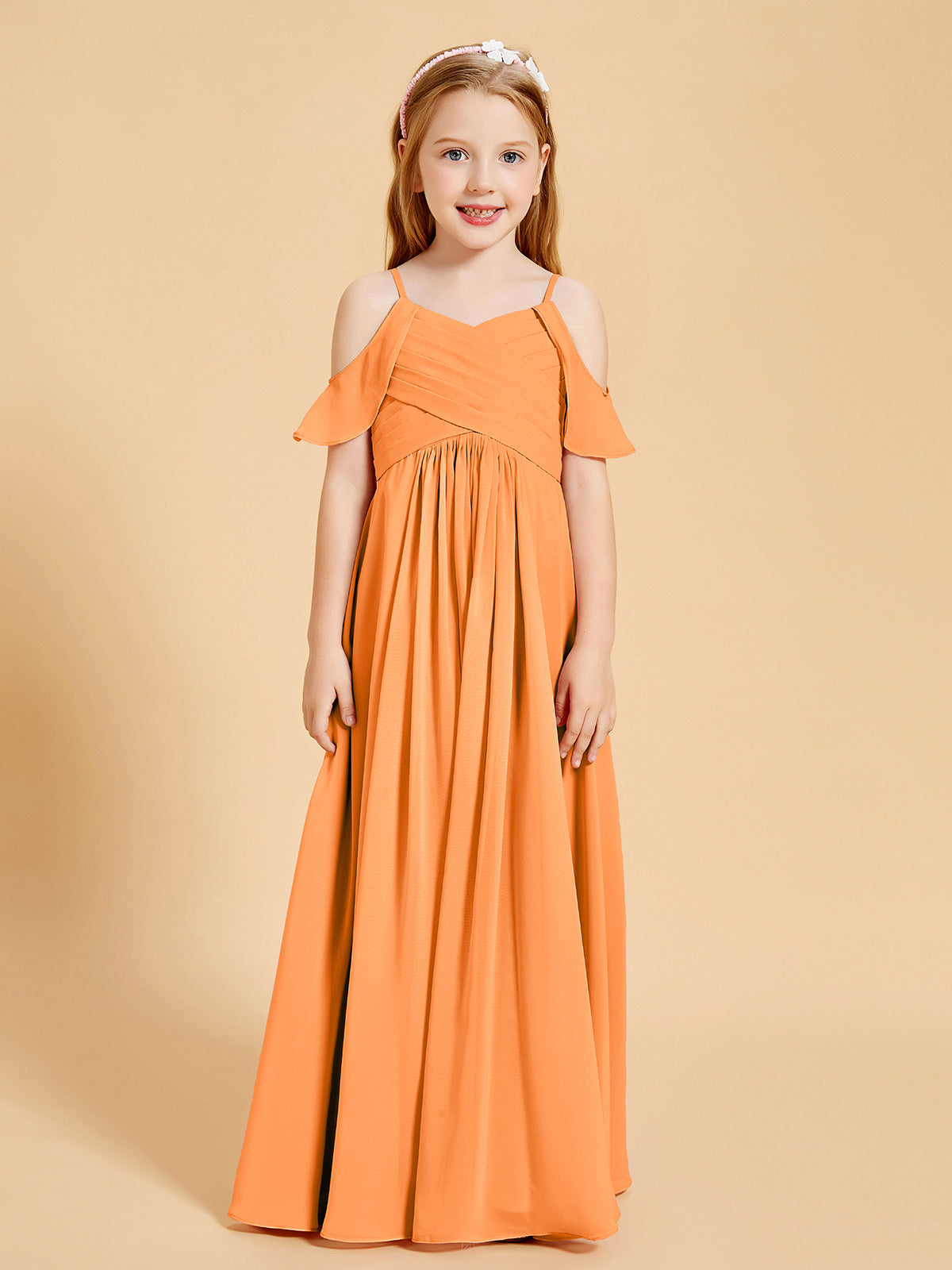 Off-the-Shoulder Bridesmaid Gown for Juniors Orange